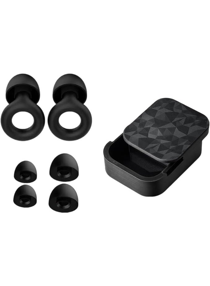 سدادات أذن سيليكونية - ذات حواف، سوداء - للنوم، عازلة للضوضاء - Image 1